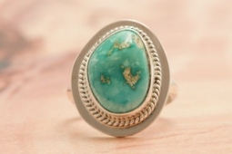 Genuine Battle Mountain Turquoise Sterling Silver Navajo Ring